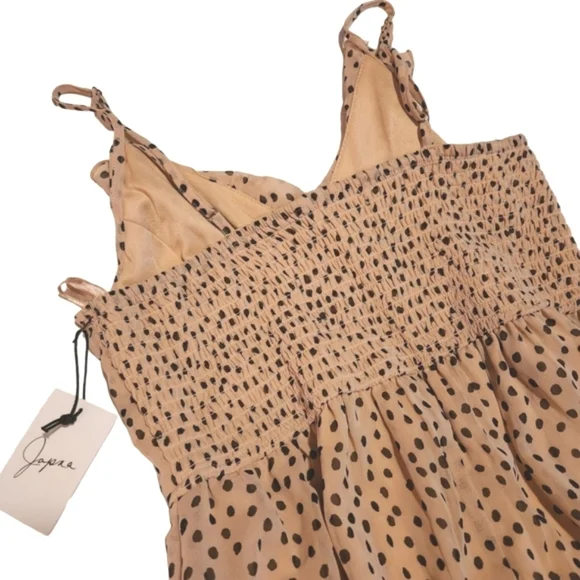 New Japna Tan Colored Polka Dot Romper Dress size M Spring Summer - Picture 5 of 9